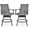 Tangkula Patio Swivel Bar Chairs Set of 2, Aluminum 360 Swiveling Bar Height Chair with 4D Air Fiber Cushion