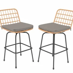 Tangkula Patio Swivel Barstools, Wicker Bar Height Chairs w/Soft Seat Cushions