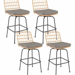 Tangkula Patio Swivel Barstools, Wicker Bar Height Chairs w/Soft Seat Cushions