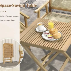 Tangkula Patio Table and Chair Set for 4, Outdoor Wood Conversation Set, Suitable for Backyard, Garden, Porch