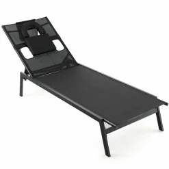 Tangkula Patio Tanning Lounge Chair with Face Hole and Side Holes