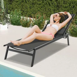 Tangkula Patio Tanning Lounge Chair with Face Hole and Side Holes