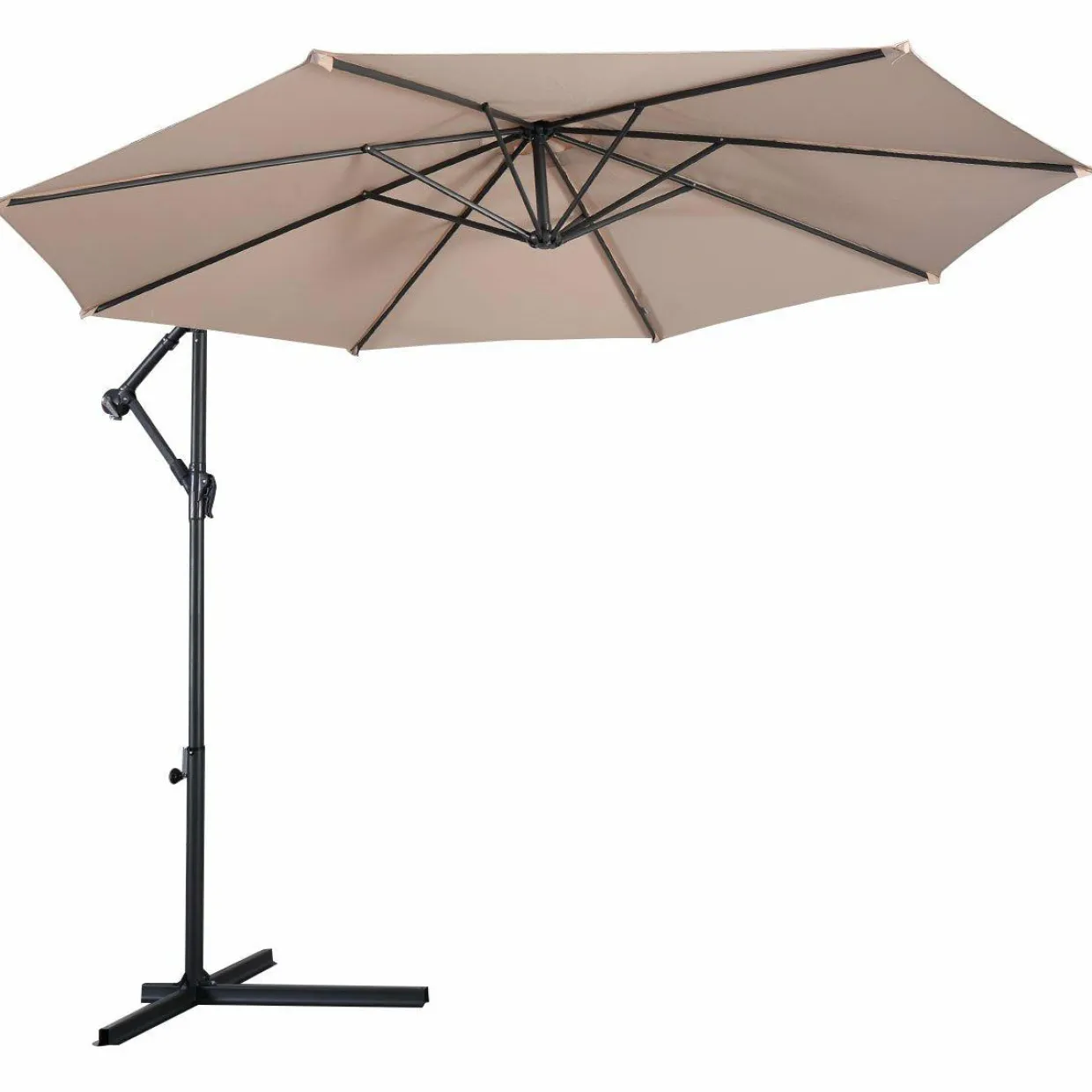 Tangkula Patio Umbrella, 10 ft Outdoor Offset Hanging Umbrella with Crank and Cross Base