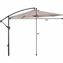Tangkula Patio Umbrella, 10 ft Outdoor Offset Hanging Umbrella with Crank and Cross Base