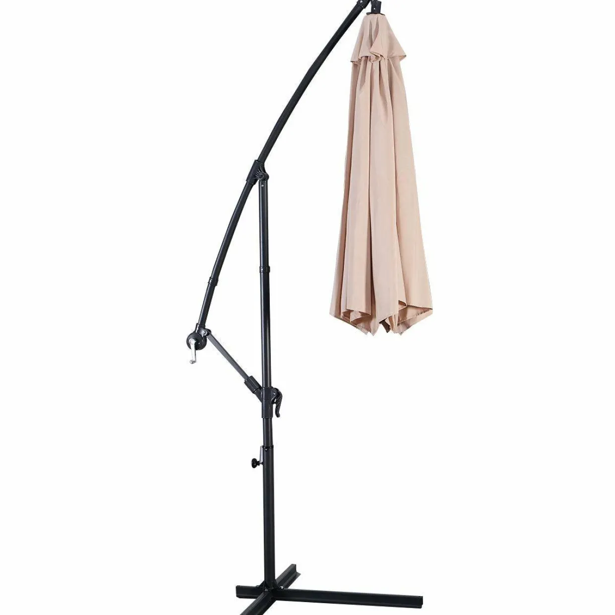 Tangkula Patio Umbrella, 10 ft Outdoor Offset Hanging Umbrella with Crank and Cross Base