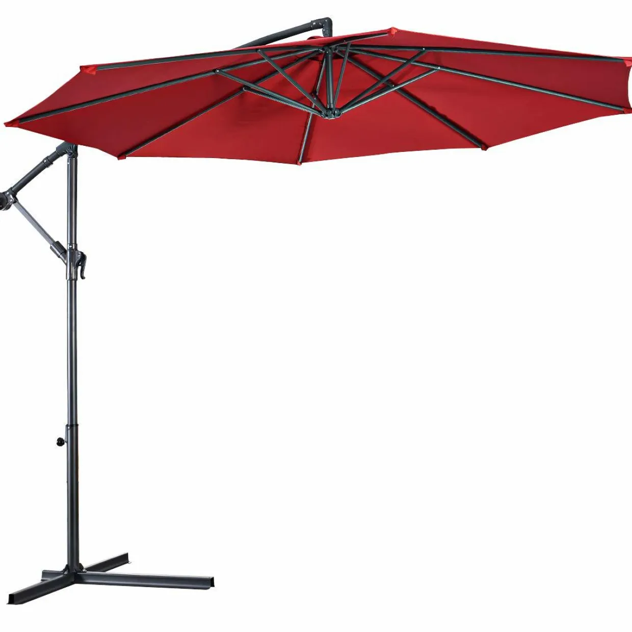 Tangkula Patio Umbrella, 10 ft Outdoor Offset Hanging Umbrella with Crank and Cross Base