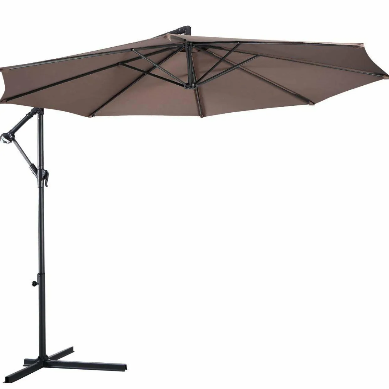 Tangkula Patio Umbrella, 10 ft Outdoor Offset Hanging Umbrella with Crank and Cross Base