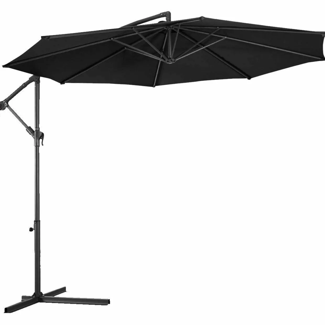 Tangkula Patio Umbrella, 10 ft Outdoor Offset Hanging Umbrella with Crank and Cross Base