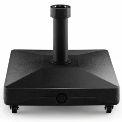 Tangkula Patio Umbrella Base, Heavy-Duty 54 lbs Market Stand w/4 Universal Wheels, 2 Receivers, Square Pole Stand