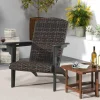 Tangkula Patio Wicker Adirondack Chair, HDPE Lounge Chair w/Rattan Padded Seat & Back