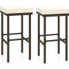 Tangkula Patio Wicker Bar Stools Set of 2/4, Patiojoy Outdoor Bar Height Chairs w/Seat Cushions & Footrest