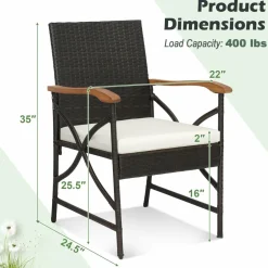 Tangkula Patio Wicker Chair Set of 2, Outdoor PE Rattan Chairs