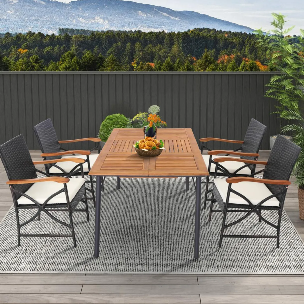 Tangkula Patio Wicker Chair Set of 2, Outdoor PE Rattan Chairs