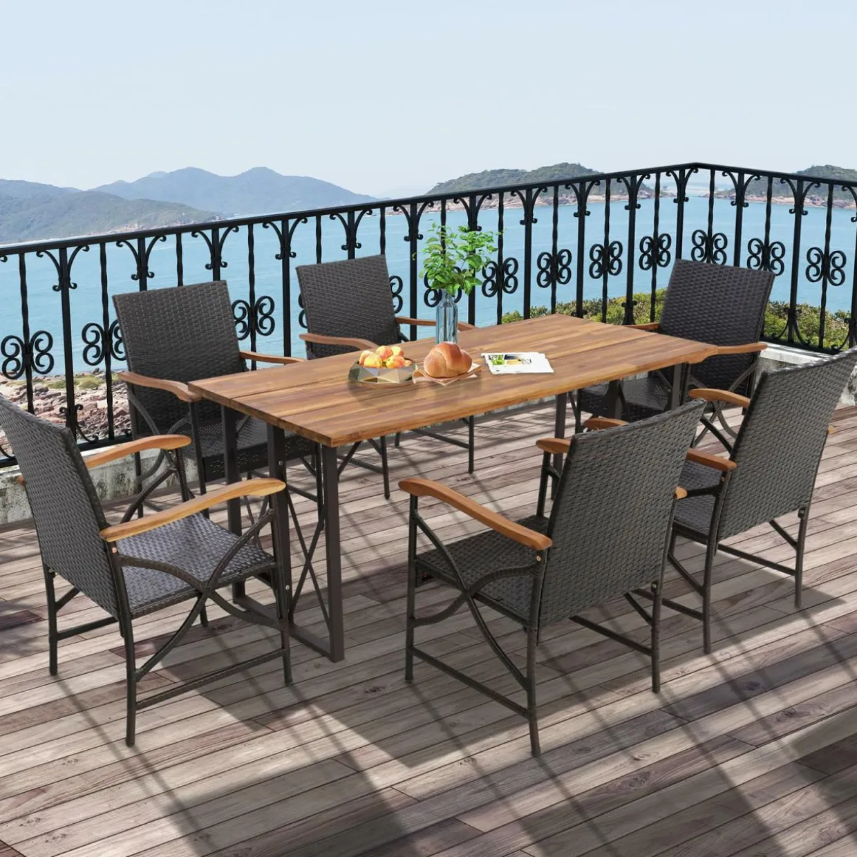 Tangkula Patio Wicker Chair Set of 2, Outdoor PE Rattan Chairs