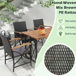 Tangkula Patio Wicker Chair Set of 2, Outdoor PE Rattan Chairs