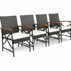 Tangkula Patio Wicker Chair Set of 2, Outdoor PE Rattan Chairs