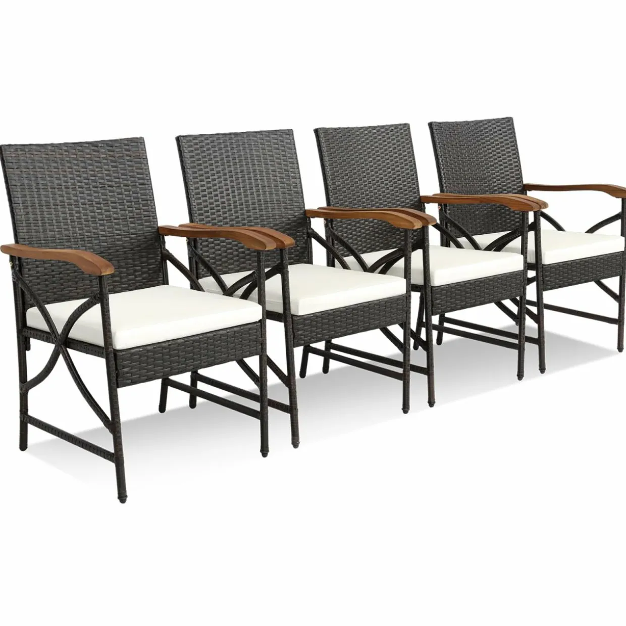 Tangkula Patio Wicker Chair Set of 2, Outdoor PE Rattan Chairs