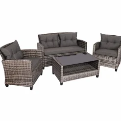 Tangkula Patio Wicker Conversation Furniture Set