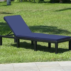 Tangkula Patio Wicker Lounge Chair, Outdoor Rattan Adjustable Reclining Backrest Lounger Chairs
