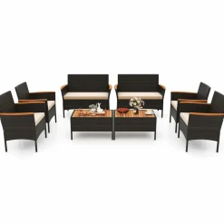 Tangkula Patio Wicker Sofa Set