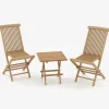 Tangkula Patio Wood Bistro Set, Teak Wood Folding Chair & Square Table Set with Slatted Seat & Tabletop