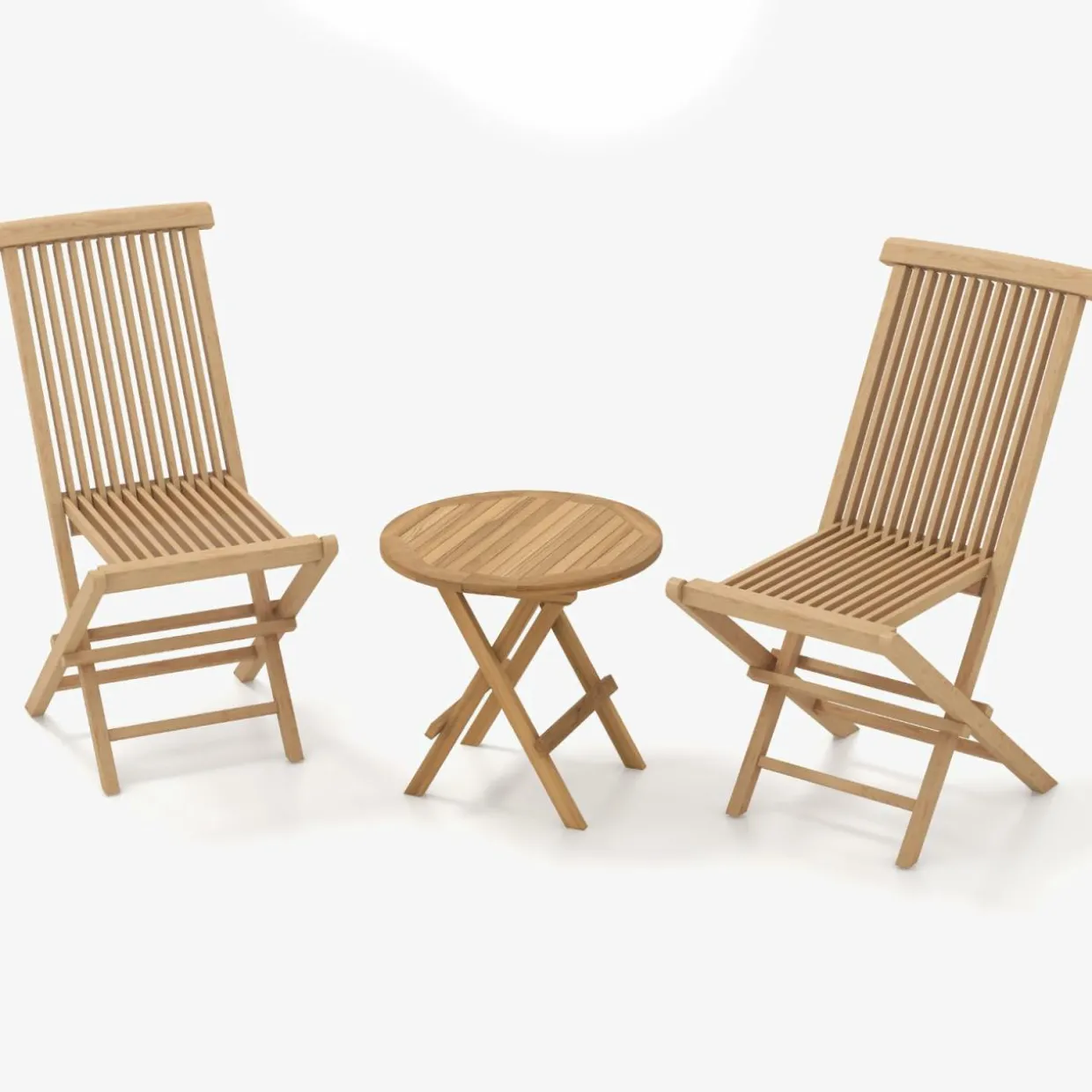 Tangkula Patio Wood Bistro Set, Teak Wood Folding Chair & Square Table Set with Slatted Seat & Tabletop