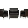 Tangkula 4-PCS or 8-PCS Patio Rattan Conversation Set, Outdoor Wicker Furniture Set with Tempered Glass Coffee Table &Thick Cushion