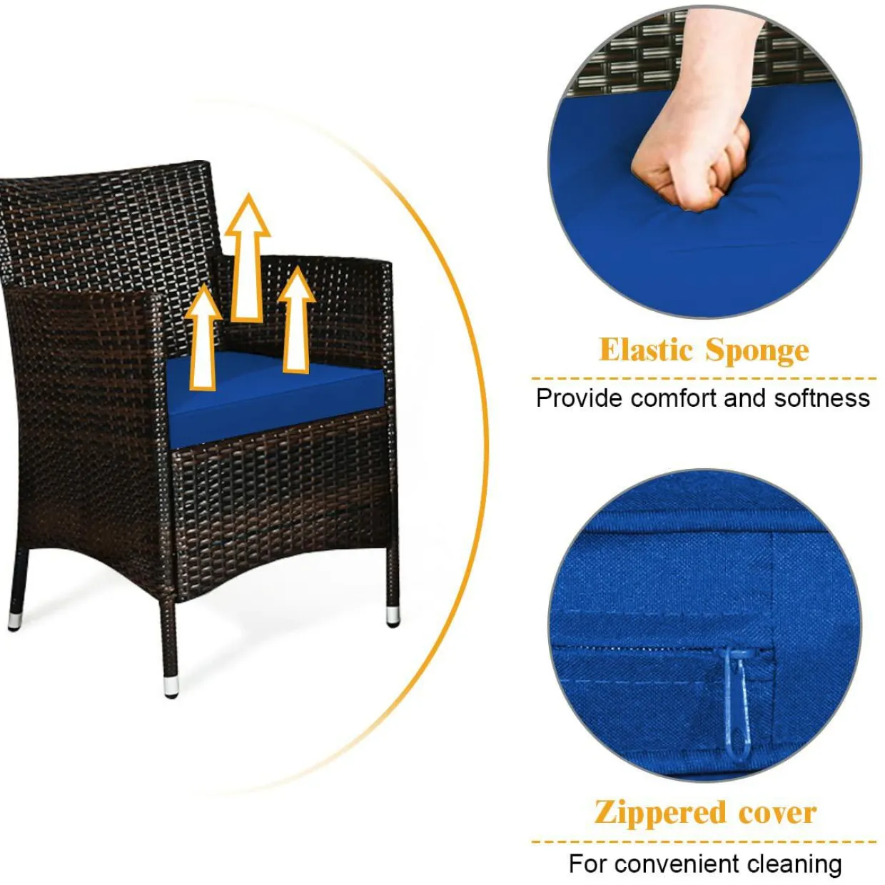 Tangkula 4-PCS or 8-PCS Patio Rattan Conversation Set, Outdoor Wicker Furniture Set with Tempered Glass Coffee Table &Thick Cushion