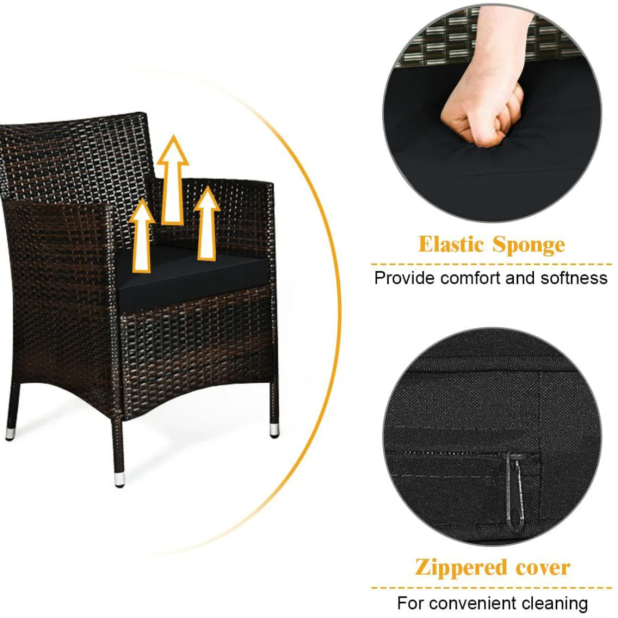 Tangkula 4-PCS or 8-PCS Patio Rattan Conversation Set, Outdoor Wicker Furniture Set with Tempered Glass Coffee Table &Thick Cushion