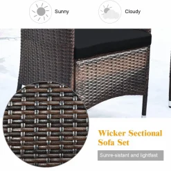 Tangkula 4-PCS or 8-PCS Patio Rattan Conversation Set, Outdoor Wicker Furniture Set with Tempered Glass Coffee Table &Thick Cushion