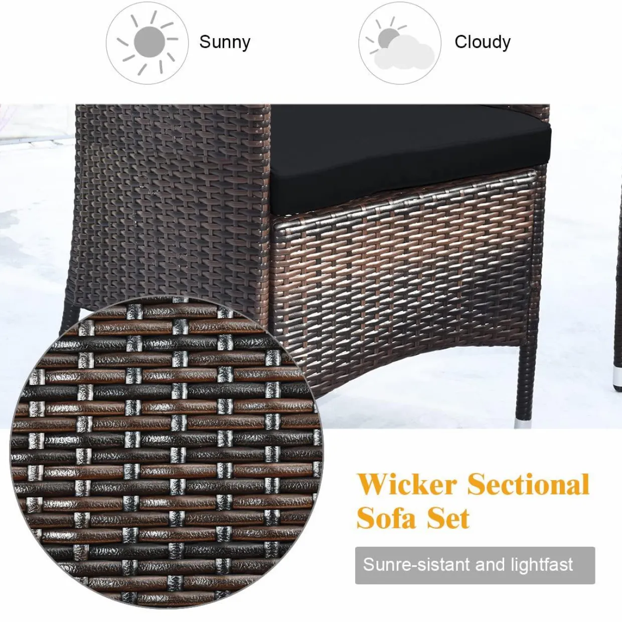 Tangkula 4-PCS or 8-PCS Patio Rattan Conversation Set, Outdoor Wicker Furniture Set with Tempered Glass Coffee Table &Thick Cushion