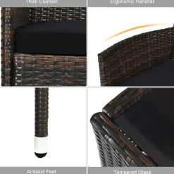 Tangkula 4-PCS or 8-PCS Patio Rattan Conversation Set, Outdoor Wicker Furniture Set with Tempered Glass Coffee Table &Thick Cushion