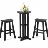 Tangkula 3PCS Outdoor HDPE Bar Table & Chair Set for 2
