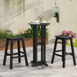 Tangkula 3PCS Outdoor HDPE Bar Table & Chair Set for 2