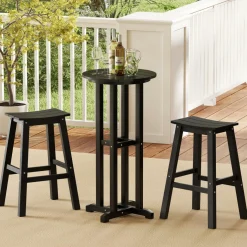 Tangkula 3PCS Outdoor HDPE Bar Table & Chair Set for 2