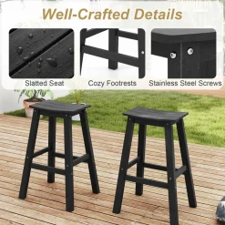Tangkula 3PCS Outdoor HDPE Bar Table & Chair Set for 2