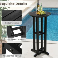 Tangkula 3PCS Outdoor HDPE Bar Table & Chair Set for 2