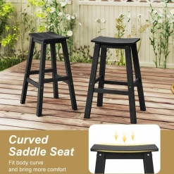 Tangkula 3PCS Outdoor HDPE Bar Table & Chair Set for 2