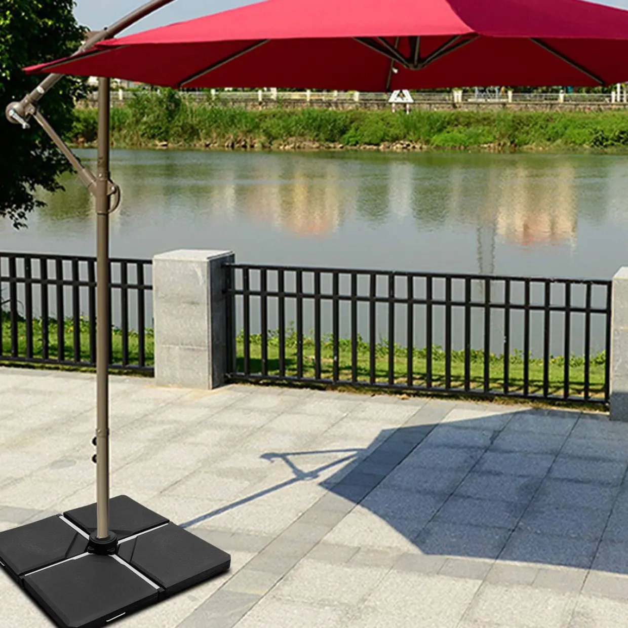 Tangkula 4PCS Patio Cantilever Offset Umbrella Base Weight Stand, 38" x 38" Umbrella Base