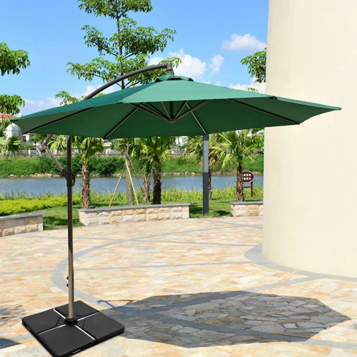 Tangkula 4PCS Patio Cantilever Offset Umbrella Base Weight Stand, 38" x 38" Umbrella Base