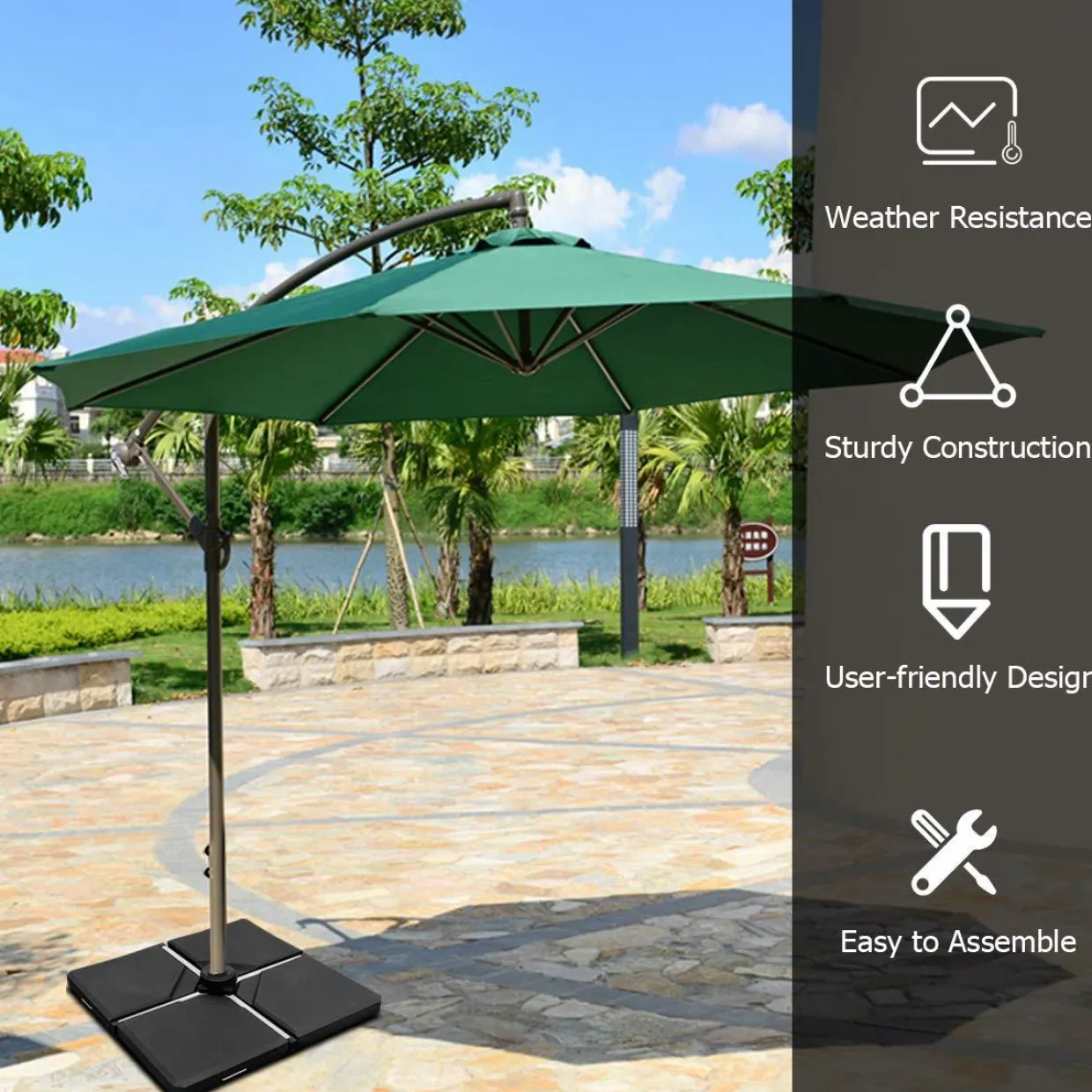 Tangkula 4PCS Patio Cantilever Offset Umbrella Base Weight Stand, 38" x 38" Umbrella Base