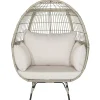 Tangkula PE Wicker Egg Chair, Patiojoy Oversized Indoor Outdoor Patio Lounge Chair with Cushions and Pillows