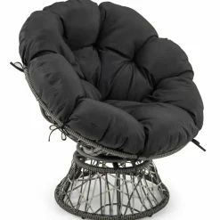 Tangkula PE Wicker Papasan Chair with 360° Swivel Base