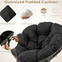 Tangkula PE Wicker Papasan Chair with 360° Swivel Base