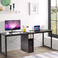 Tangkula 2-Person Desk Double Computer Desk, 79 Inch Home Office Desk with Storage & Cabinet