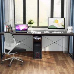 Tangkula 2-Person Desk Double Computer Desk, 79 Inch Home Office Desk with Storage & Cabinet