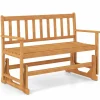 Tangkula 2-Person Outdoor Acacia Wood Glider Bench