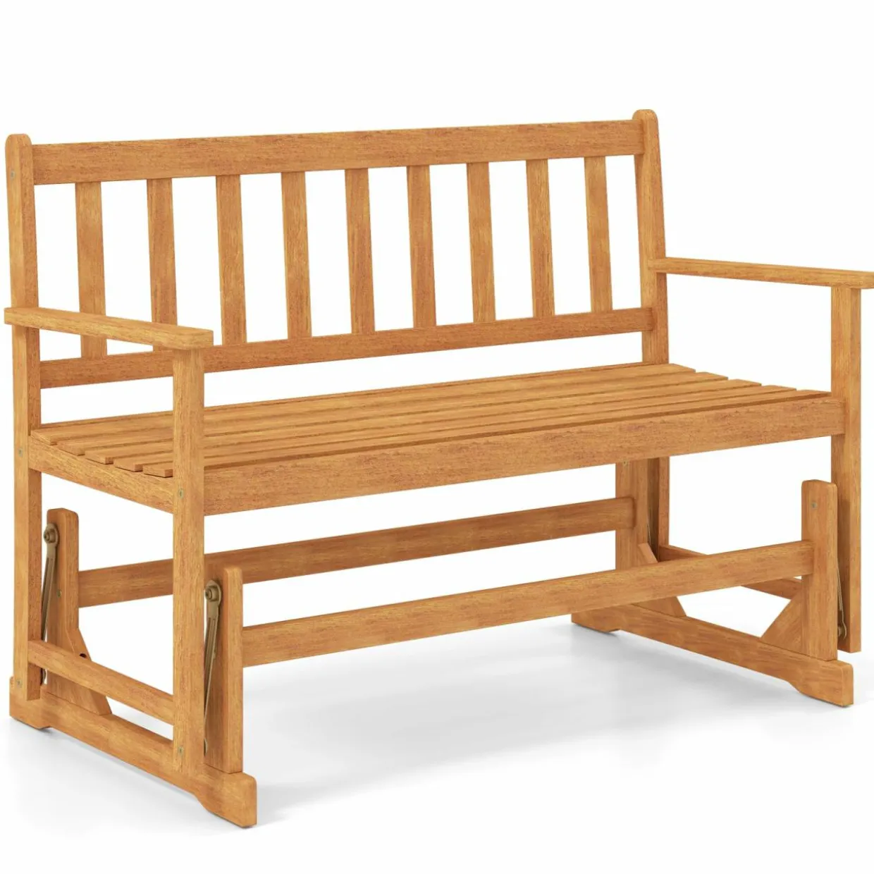 Tangkula 2-Person Outdoor Acacia Wood Glider Bench