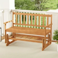 Tangkula 2-Person Outdoor Acacia Wood Glider Bench