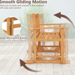 Tangkula 2-Person Outdoor Acacia Wood Glider Bench